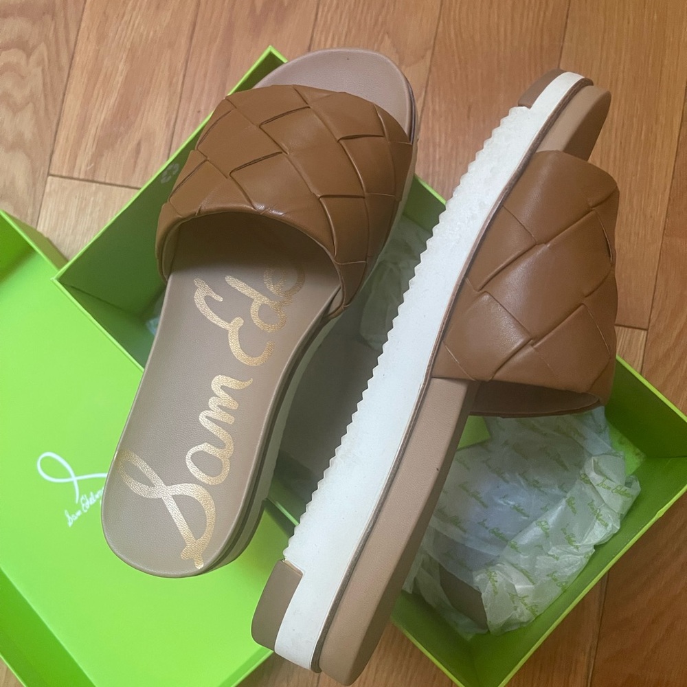 Sam Edelman Tan Woven Slide Sandals - Picture 3 of 8